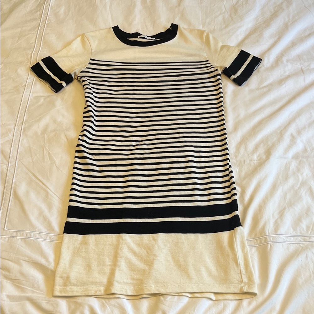 Zara Black and White Striped Dress